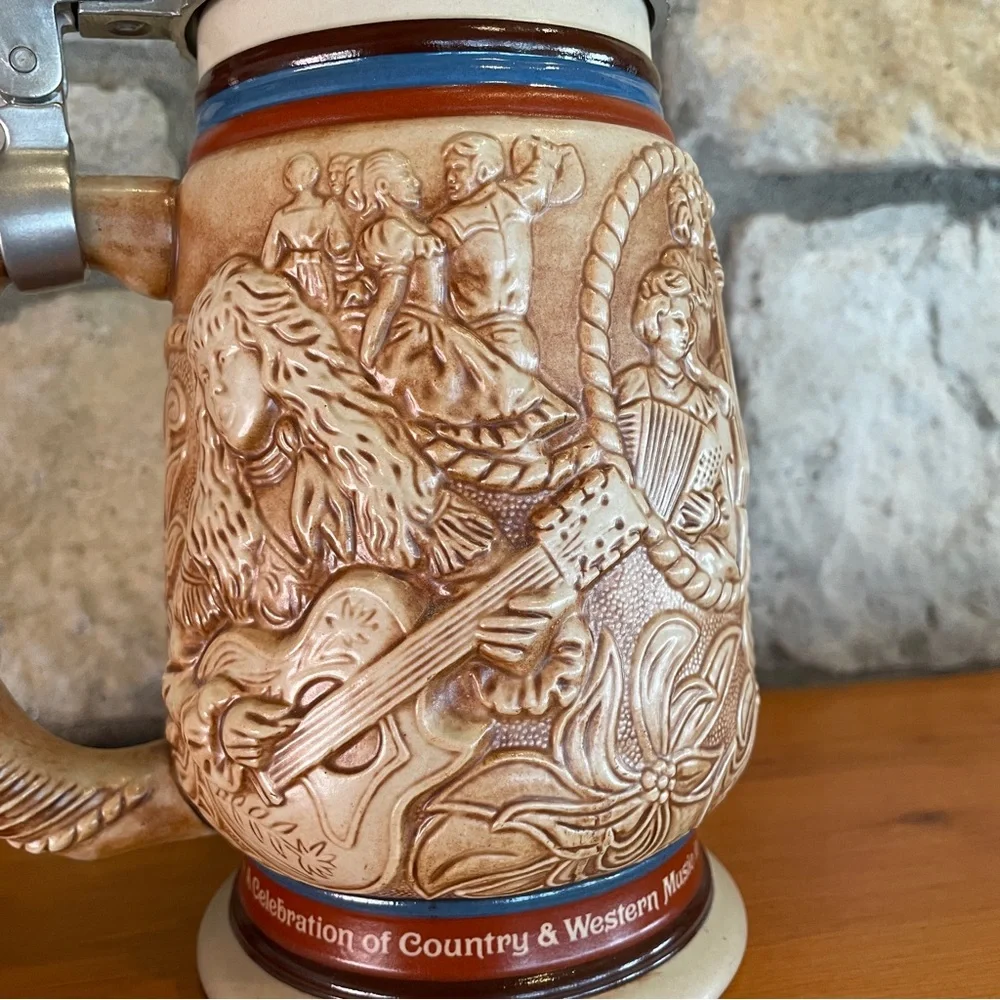 Vintage AVON Country and Western Music in America Cowboy Stein Guitar Banjo Hat
